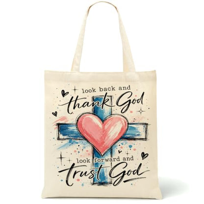 Faith Canvas Tote Bag, Christian Gifts for Women Mama Sister Inspirational Bible Verse Birthday Christmas - color: Christian 884