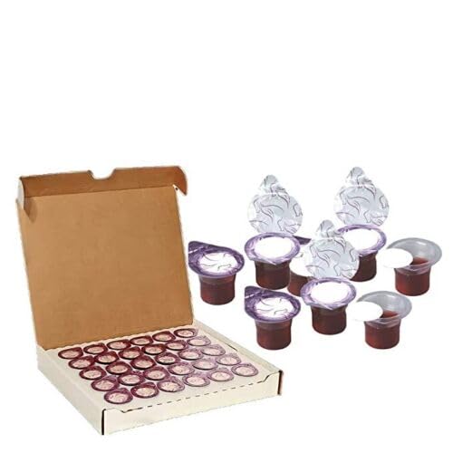 30 Sets - Prefilled Communion Cups with Grape Juice & Wafers : Wafer on Top - Grape Juice on Bottom : Arrives in Custom Gift Box