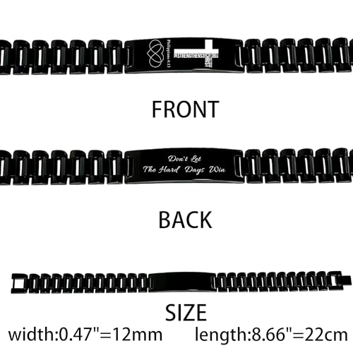 Bible Verse Bracelets Inspirational Christian Wristbands Graduation Gifts to Son Men Dad Father Husband Boyfriend Encouragement Jewelry Adjustable Stainless Steel Bracelet - style: PHILIPPIANS 4:13(DON'T LET THE HARD DAYS WIN)