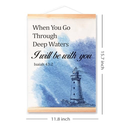 Ybqhd When You Go Through Deep Waters Poster Hanger,Bible Verse Wall Art - color: Isaiah 43:2