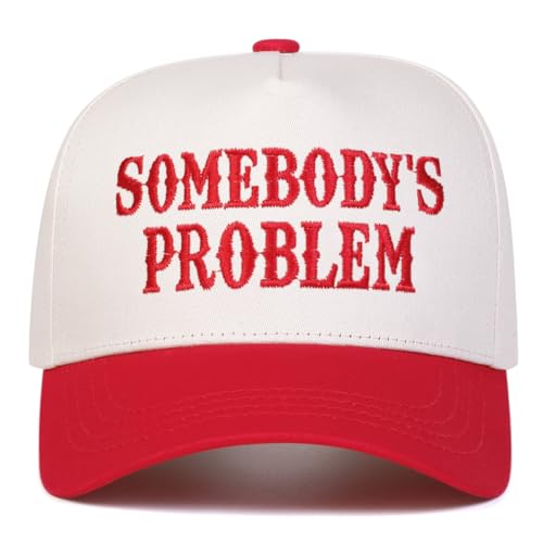 Trendy Embroidered Baseball Cap for Men & Women, Adjustable Snapback Hat for Casual Wear - color: Somebody's Problem| Red