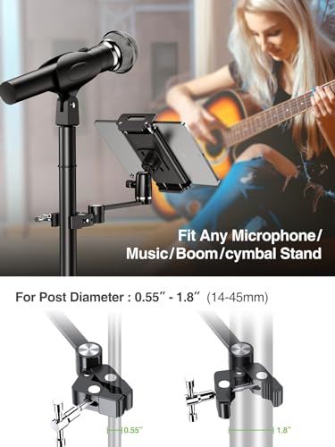 elitehood 8.5in Long Arm iPad Mic Stand Holder for Microphone Music Stand - size: 8.5in Arm