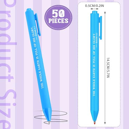Cholemy 50 Pcs Bible Verse Pens Bulk Christian Pens Black Ink, Bright - color: Bright