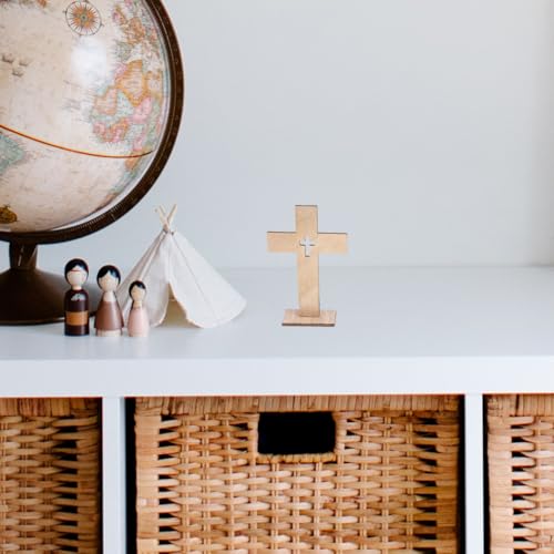 20pcs Wood Crosses for DIY Crafts, 4.3inch Standing Cross with Base Decor
