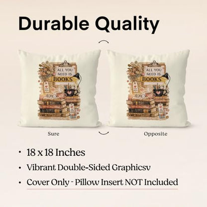 QIYUHOY Retro Book Lover Throw Pillow Covers, 18x18 Inch - color: 005-motivational