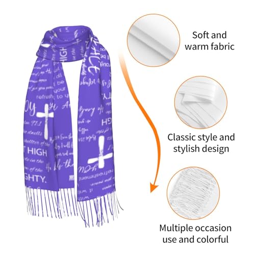Prayer Shawls and Wraps for Women, Jesus Christian Gifts Bible Scarf Super Soft Fashion Shawl With Tassel - color: Purple