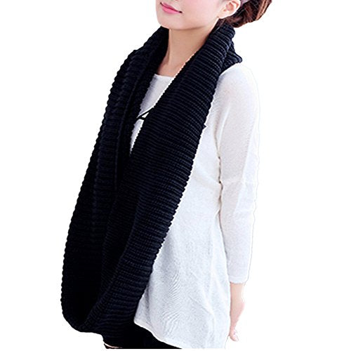 NEOSAN Womens Thick Ribbed Knit Winter Infinity Circle Loop Scarf - color: Black