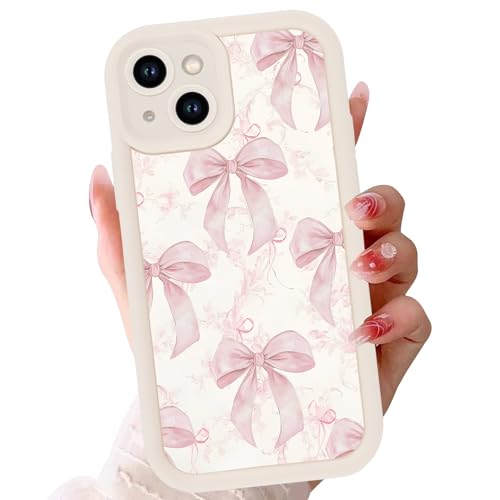 Aesthetic Blue Flower Bow Phone Case for iPhone 13 6,1", Cute Floral Girly Ribbon Bowknot Pattern Soft TPU Shockproof Cell Phone case for Women Girls Man,Beige - color: Beige, size: for iPhone 13