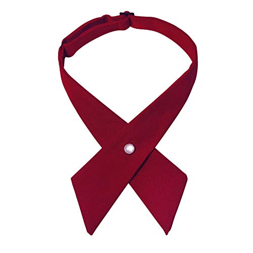 Adjustable Criss Cross Bow Tie School Uniform Pre Tied Bowtie Necktie Women Uniform Tie Cosplay Costume Accessory - color: 01, Dark Red