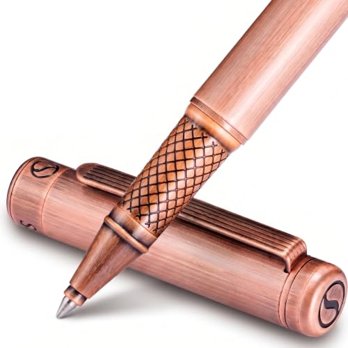 Scriveiner Copper Rollerball Pen - Stunning Luxury Pen, Schmidt Ink Refill, Best Roller Ball Gift Set for Men & Women, Professional, Executive Office, Nice Pens - color: 24. Copper