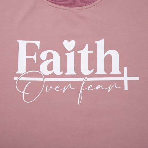 UNIQUEONE Christian Sweatshirt Women Faith Shirts: Jesus Sweatshirt Christian Religious Crewneck Long Sleeve Pullover Tops - color: Pink-4, size: XX-Large