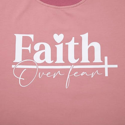 UNIQUEONE Christian Sweatshirt Women Faith Shirts: Jesus Sweatshirt Christian Religious Crewneck Long Sleeve Pullover Tops - color: Pink-4, size: X-Large