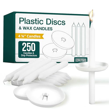Concordia Supply 4.25" x 1/2" Candle & Plastic Disc Drip Protector, 250 Ct - size: 4.25 inches
