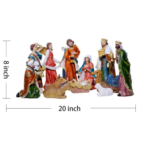 Nativity Set Christmas 12 Pcs Nativity Scene Catholic Manger Set Figurine - color: Multicolor, size: 8 inches