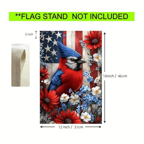 4th of July Patriotic Garden Flag 12x18 Inch Double Sided Outside - color: Cardinal, size: 12x18 Inches