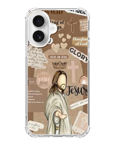 Brown Christian Phone Case Compatible with iPhone 17, God Jesus Aesthetic Phone Cover for iPhone 17 - color: Brown Christian