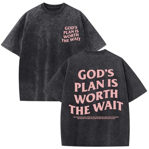 Wrenpies Christian Faith Shirts for Men Jesus God Bible Verse Inspirational Religious Graphic Tees Acid Wash Vintage Tshirt - color: Black, size: XX-Large
