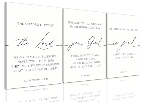 AOYUSMO 3 Piece Scripture Christian Canvas Wall Art Bible Verse Jesus Wall Art Bible Quotes Church Decor Lamentations Isaiah Psalm Art Prints for Living Room Bedroom Office 12"x16" - color: Psalms of Lament, size: 12x16in