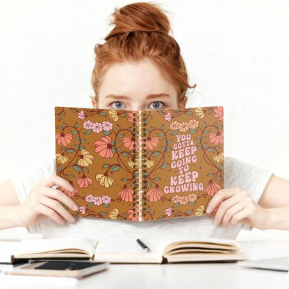 You Gotta Keep Going to Keep Growing Spiral Notebook, Boho Floral Inspirational Notebook, Positive Office Supplies Gifts for Women Sister Aunt Bestie, Birthday Gifts for Women Men Coworker - style: Keep Going
