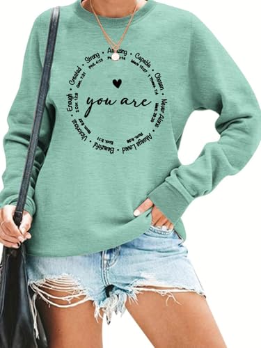 Way maker Miracle Worker Sweatshirt Women Graphic Sarcastic Christian Religious Workout Pullover Tops - color: Style2-green, size: Large