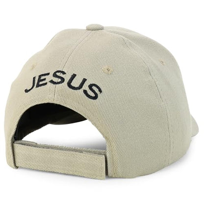 Trendy Apparel Shop Only Jesus Praying Hand Embroidered Christian Ball Cap - color: Khaki 1