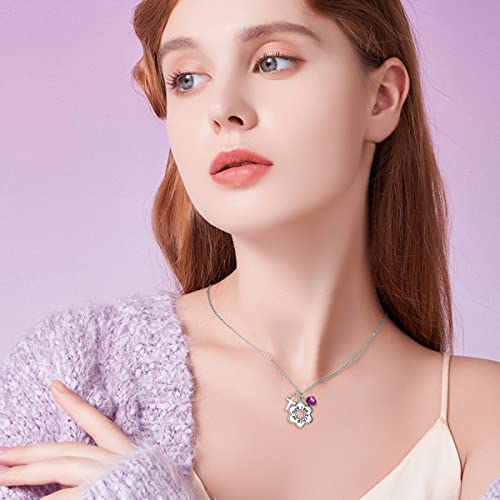 AOBOCO 925 Sterling Silver I Am a Child of God Daisy Necklace Jewelry Birthday Birthday Baptism Communion Gifts for Girls - color: Simulated Amethyst