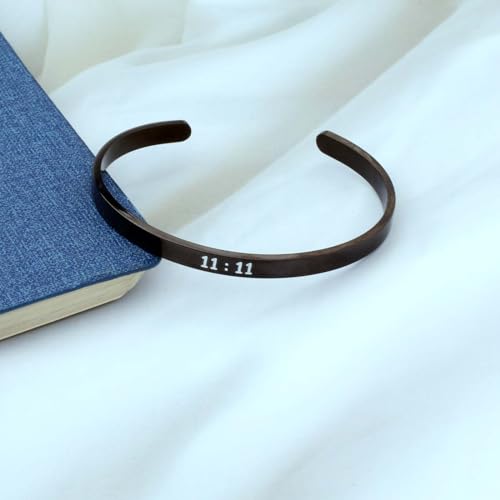11 : 11 Cuff Angel Numbers Bracelet Make A Wish Gift for Women - color: Black