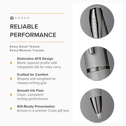 Cross ATX Ballpoint Pen, Medium Point, Black Ink - color: Sandblasted Titanium Gray