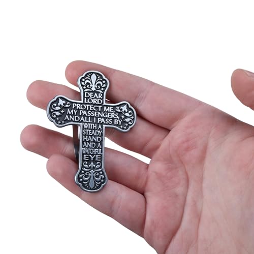 Needzo Motorist Prayer Cross Visor Clip, Religious Gifts of Protection for New Drivers and Passengers, 1 ¾ x 2 ½ Inches