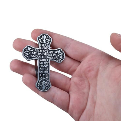 Needzo Motorist Prayer Cross Visor Clip, Religious Gifts of Protection for New Drivers and Passengers, 1 ¾ x 2 ½ Inches