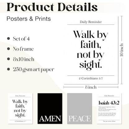 WEFKODO Christian Bible Verse Motivational Wall Art 8x11 Unframed - color: white-bible4