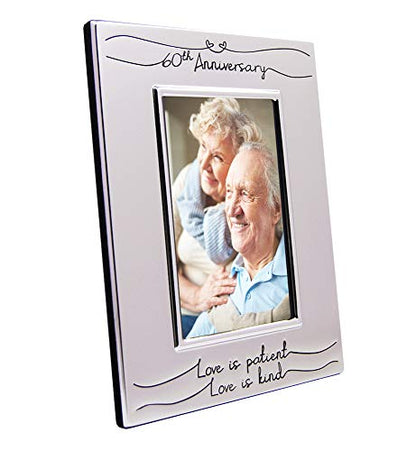 Haysom Interiors Beautiful Two Tone Silver Plated 60th Anniversary 4" x 6" Picture Frame with Black Velvet | Unique and Thoughtful Gift Idea by Happy Homewares - size: 60th Anniversary
