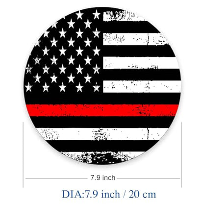 Round Mouse Pad,Fire Fighter Thin Red Line Flag Mouse pad,Custom Small Mouse Pads with Designs,Portable Office Non-Slip Rubber Base Wireless Mouse Pad for Laptop 7.9×7.9×0.12 inches - color: Fire Fighter Thin Red Line Flag