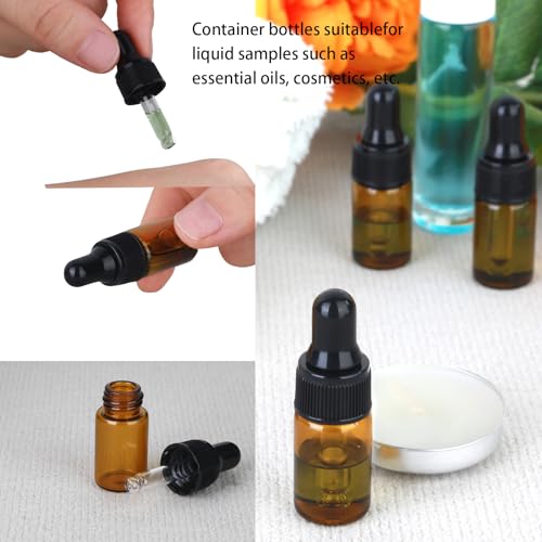 36-Piece Mini Dropper Bottle Set 1ml Small-Capacity Essential Oil Amber Dropper Empty Bottles Suitable for Cuticle Care Oils, Cosmetic Perfumes, and Liquid Travel Sample Containers - color: Amber, size: 1ML