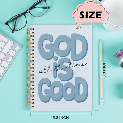Yhtrg Blue Preppy God Is Good Notebooks, Brown Christian Spiral Notebook Gift for Women, Bible Journaling Notebooks for Office School Supplies, 5.5x8.3 Inch - color: god10