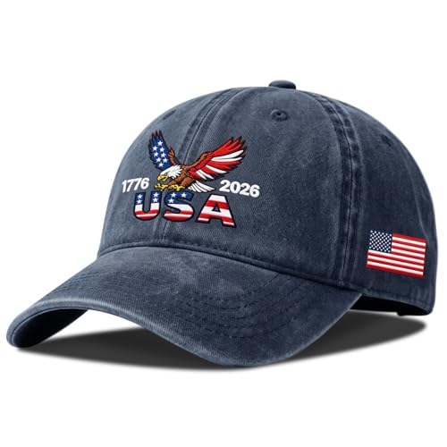 250th Anniversary USA Hat,Adjustable Embroidered Patriotic Baseball Cap,250 Year American Anniversary Merchandise for Unisex - color: S