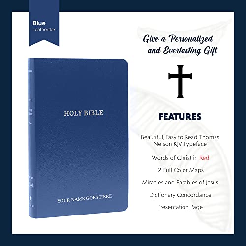 Personalized KJV Small Print Bible for Adults, Name Engraved, Standard Size - color: Blue, style: King James Version