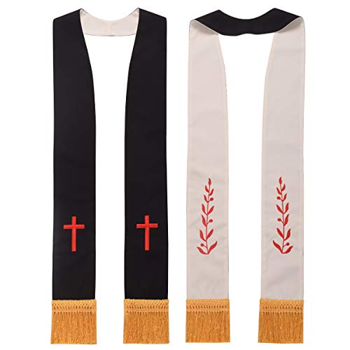 BLESSUME Church Clergy Pastor Reversible Stole - color: White and Black 1
