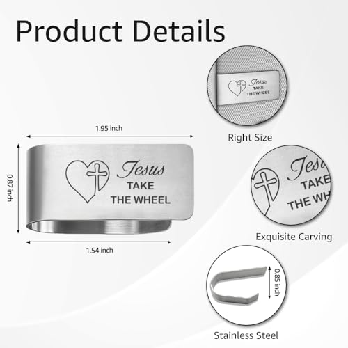 Jesus Take The Wheel Car Visor Clip, Christian Visor Clip for Women - color: Silver27