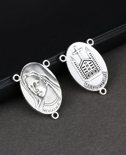 COTTVOTT St Benedict,Our Lady of Guadalupe Medal for DIY Jewelry Making,Virgin Mary Christ Jesus Rosary Center Connection Part - color: 10pcs-Medugorje Medal