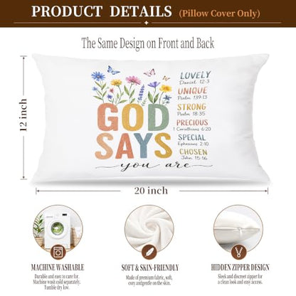 Boho Floral Christian Nursery Pillow Cover 12x20 - color: Bible Pillow-j