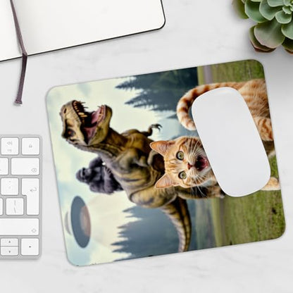 Mousepad Funny Cat Gorilla Riding Dinosaur with UFO Alien Scene Hilarious Animal Mashup Unique Fantasy Humor Desk Accessory Cool Sci Fi Style Computer Mouse pad Novelty Gaming Mouse Mat Creative - color: Riding Dinosaur