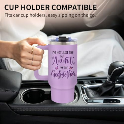 Godmother Proposal Gift, God Mother 40 oz Tumbler with Handle and Straw - color: Godmom1