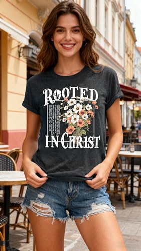 Christian Shirts for Women Jesus Tees Faith Shirts Bible Verse Print Tops - color: Darkgreya, size: Large