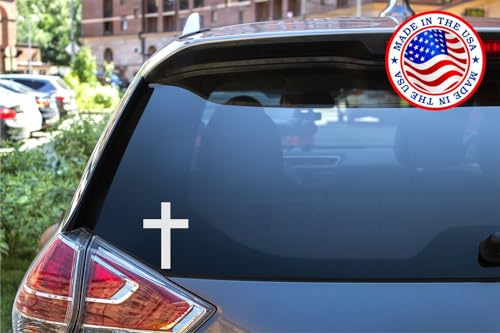Sunset Graphics & Decals Christian Cross Decal Vinyl Car Sticker | Cars Trucks Vans Walls Laptop | White | 5.5 inches | SGD000336