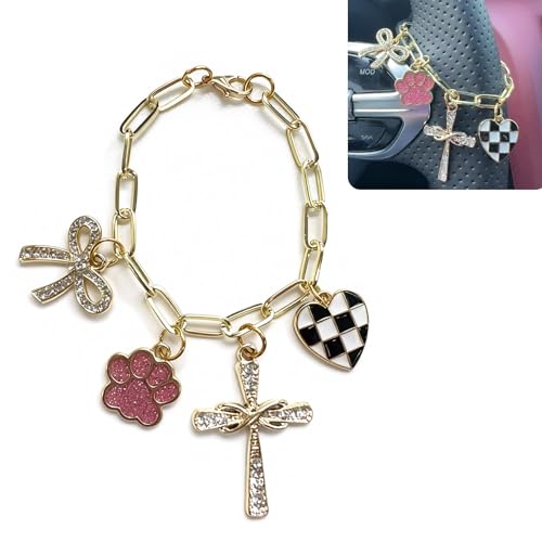 Cross Steering Wheel Charm Heart Dog Paw Bow Car Jewelry Interior Decor - color: Dog Paw
