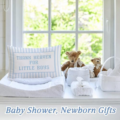 Blue Heaven for Little Boys 12x20 Pillow Cover Newborn Gifts - color: Thank Heaven for Little Boys-b-12x20