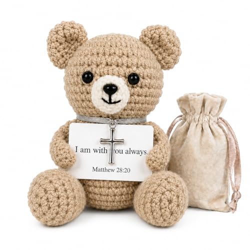 Crochet Prayer Bear with Bible Verse Card, Christian Gift for Women