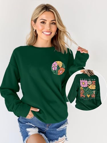 Christian Sweatshirts for Women Jesus Faith Pullover Long Sleeve - color: B-green, size: Medium