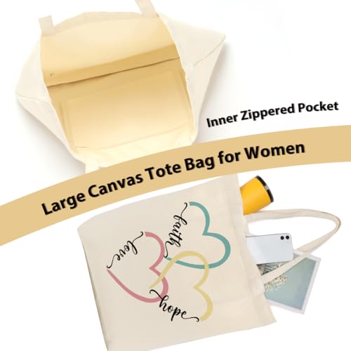 Christian Gifts for Women, Floral Faith Canvas Tote Bag, Faith Gifts for Women Mom Inspirational - color: Whimsical Christian 775